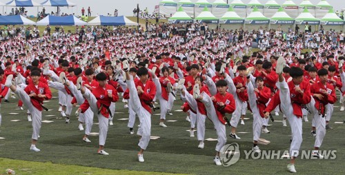 DMZ 인근 4천500명 태권도 퍼포먼스…평화 기원