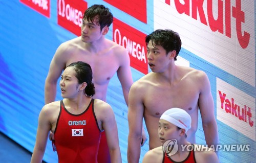 -광주세계수영- 혼성 계영 400m서 한국신기록…3분31초20(종합)