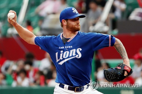 삼성 라이블리, KBO리그 데뷔전서 쓴맛…5이닝 4실점