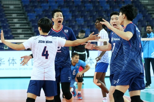 남자배구, 올림픽 아시아예선 인도에 3-0 완승조 …2위 점프
