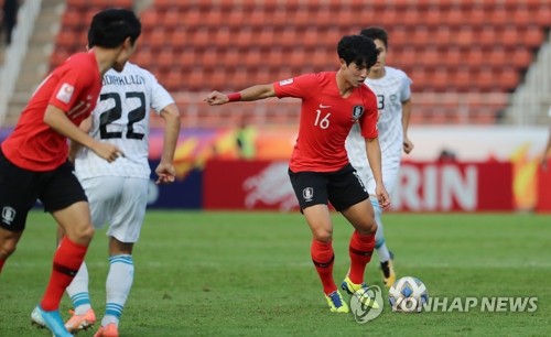 오세훈 생일축포 펑! 펑!…김학범호, 우즈베크 꺾고 조1위로 8강