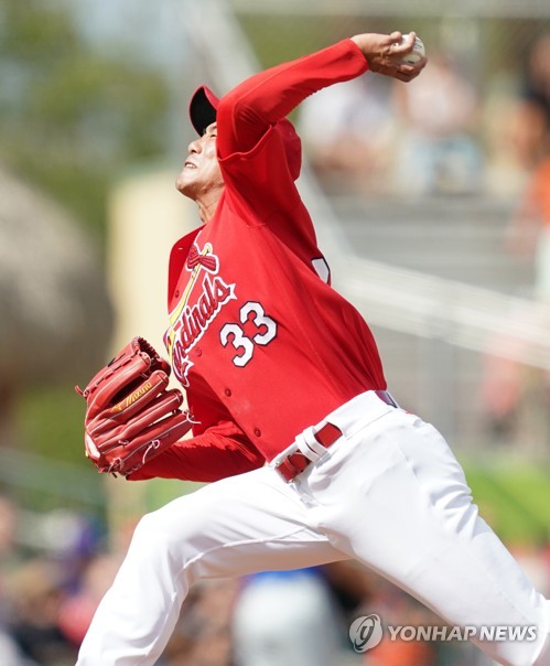 김광현, 생애 첫 MLB 선발 등판…2이닝 무실점 3K 호투