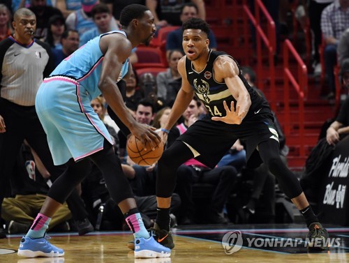 NBA 마이애미, 최강 밀워키 완파…이번 시즌 두 차례 승리