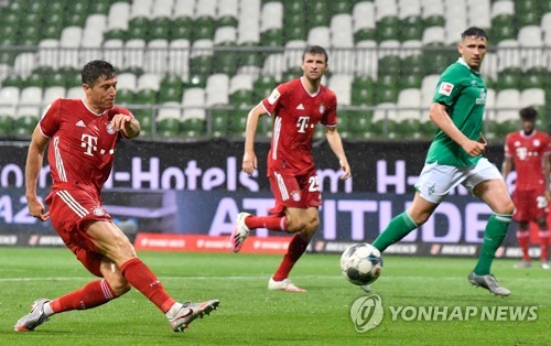 뮌헨, 2경기 남기고 분데스리가 8연패 달성…브레멘에 1-0 승리