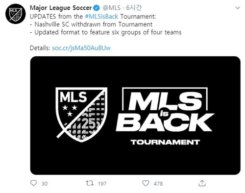 MLS 내슈빌, 선수 9명 코로나19 확진…시즌 재개 대회 불참