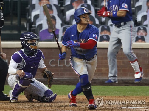 텍사스 추신수, 콜로라도전서 3안타 맹타…타율 0.250