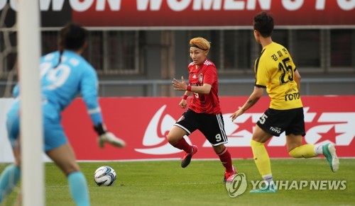 여민지 2경기 연속 득점포…WK리그 수원도시공사, 상무 제압