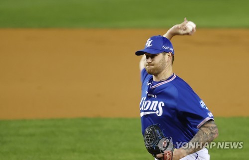 삼성 라이블리, 7회까지 노히트…투구 수 많아 교체