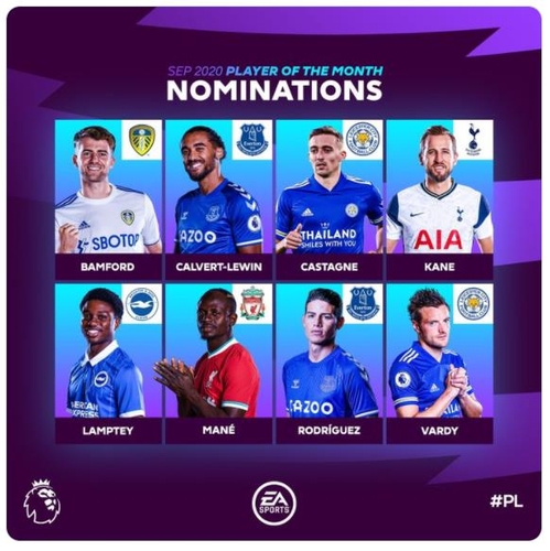 EPL 9월의 선수 후보 8명 발표…'4골 손흥민이 없네!'