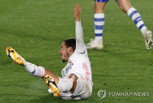 '2천억원의 사나이' 아자르, 또 부상…한숨 쉬는 지단 감독
