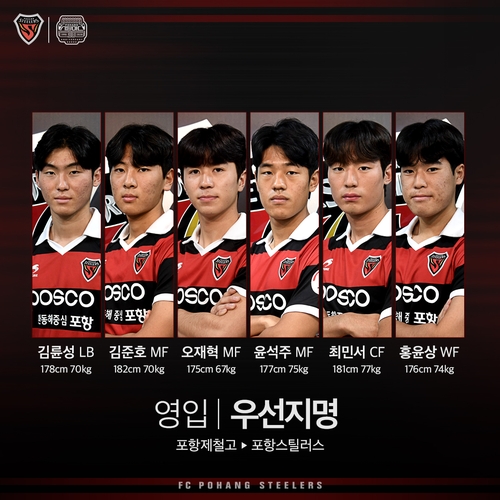 K리그1 포항, 공격수 최민서 등 2021년 신인 11명 영입