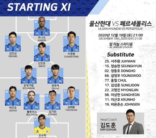 울산, ACL 결승전 주니오-김인성-이청용 '삼각편대' 출격