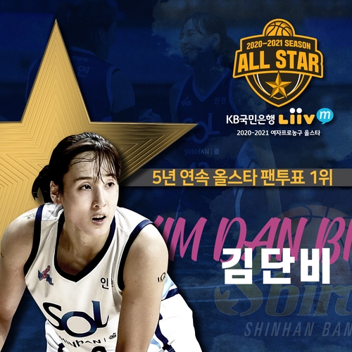 김단비, 5년 연속 여자프로농구 올스타 팬 투표 1위