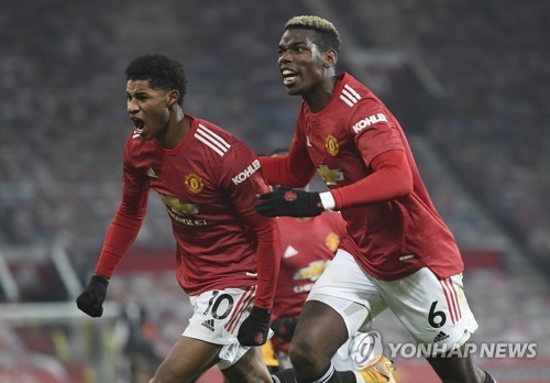 '래시퍼드 추가시간 극장골' 맨유, EPL 9경기 무패·2위 도약