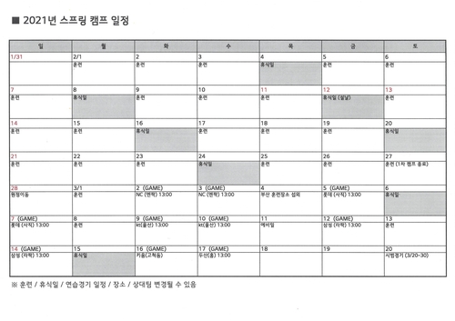 프로야구 LG, 동계 훈련 기간 6개 팀과 10차례 평가전